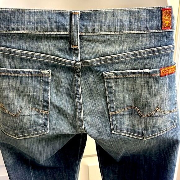 7 for all of Mankind Distressed and Frayed Boycut Button Fly Jeans- Size 27 - Picture 6 of 16